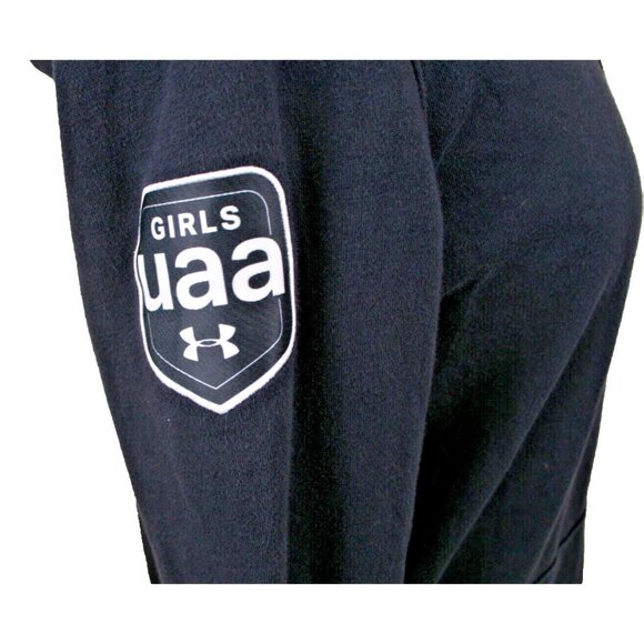 Under Armour Womens Medium Black Hustle Fleece Hooded Sweatshirt Girl UAA Patch - Picture 6 of 6